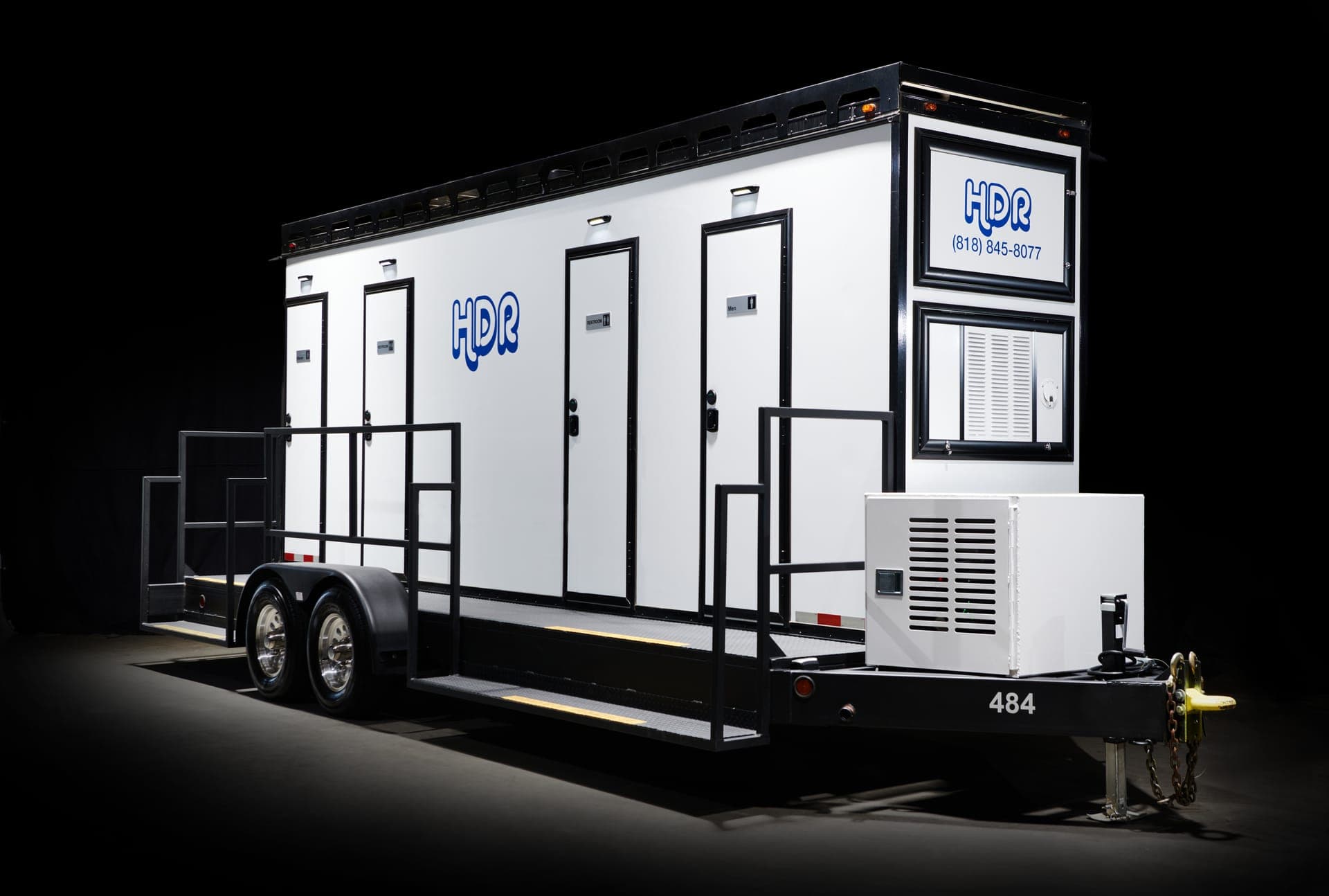HDR luxury restroom trailer in Santa Monica